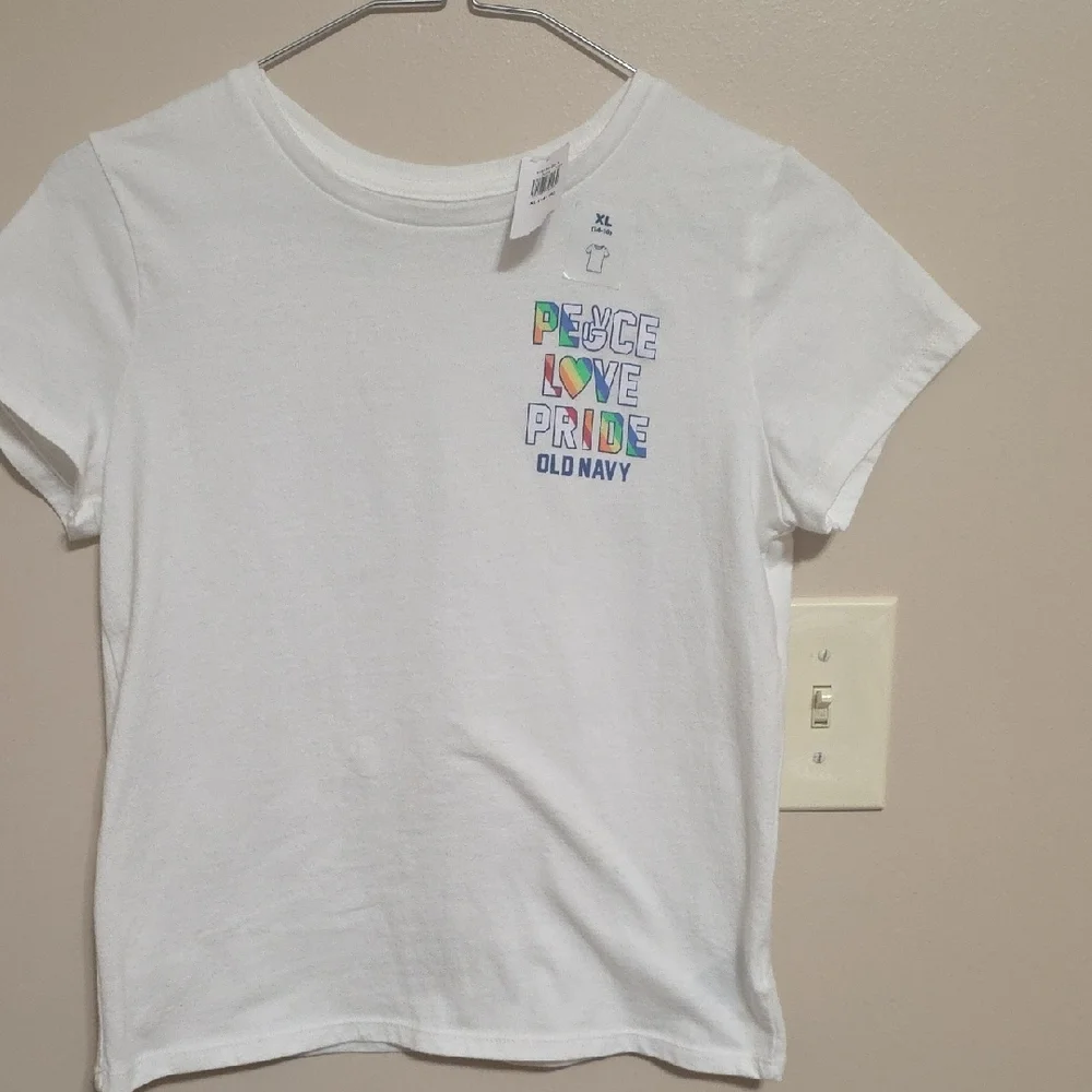 Old Navy Kids White Peace Love Pride Tee